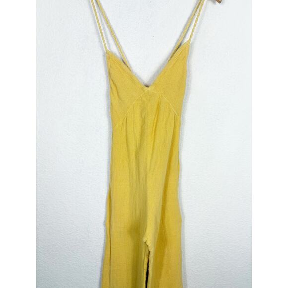 Jen’s Pirate Booty Gozzo Yellow Jumpsuit XS Halter Crop Wide Leg Terry Cloth - Picture 9 of 14